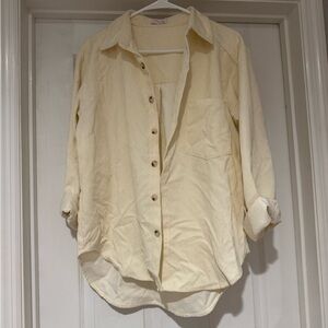 NWOT!! Pink Lily Cream Button Down Shirt ribbed courduroy